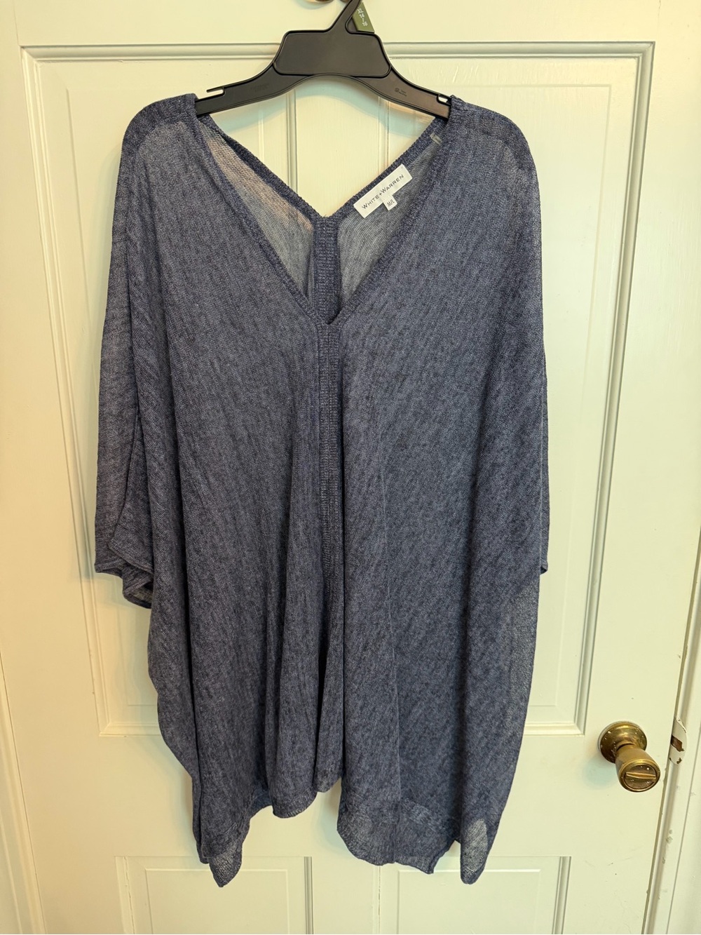 White + Warren Heathered Slate Blue V-Neck Tunic